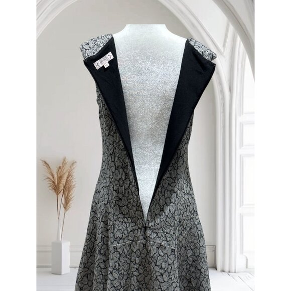 Nanette Lepore Size 8 Womens Dress Black & Gray Floral Lace Sleeveless Flared - Picture 4 of 9